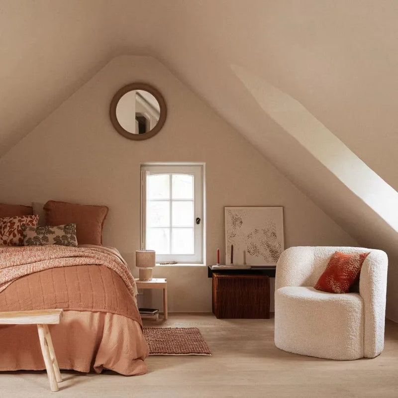 Lampe Japandi Céramique & Lin Effet Vague Beige – Florentin