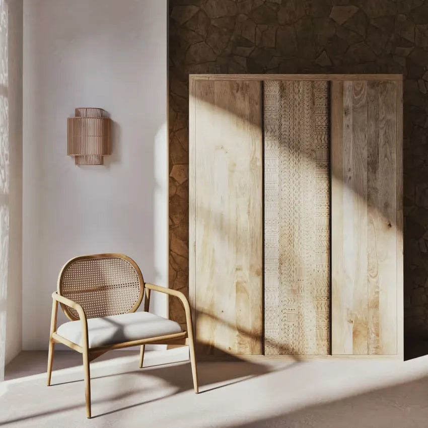 Armoire Japandi 3 Portes Sculptée – Twareg