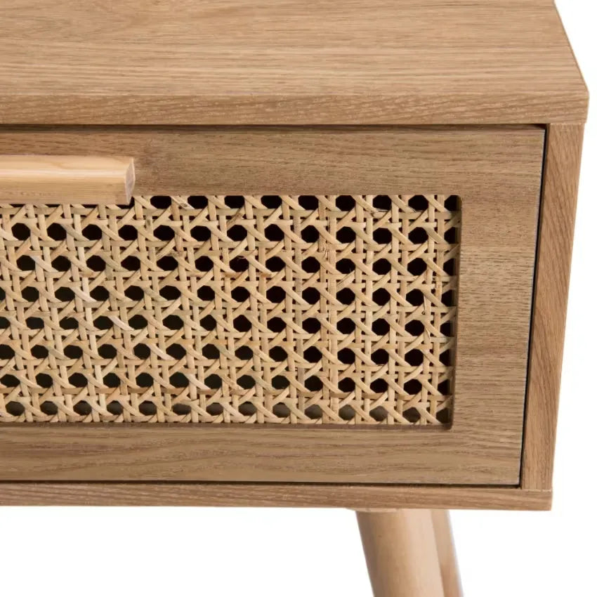Table de chevet Japandi Pin Naturel & Cannage – Romeo
