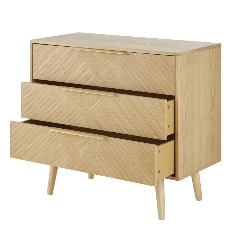 Commode Japandi 3 Tiroirs Sculptée – Axelle