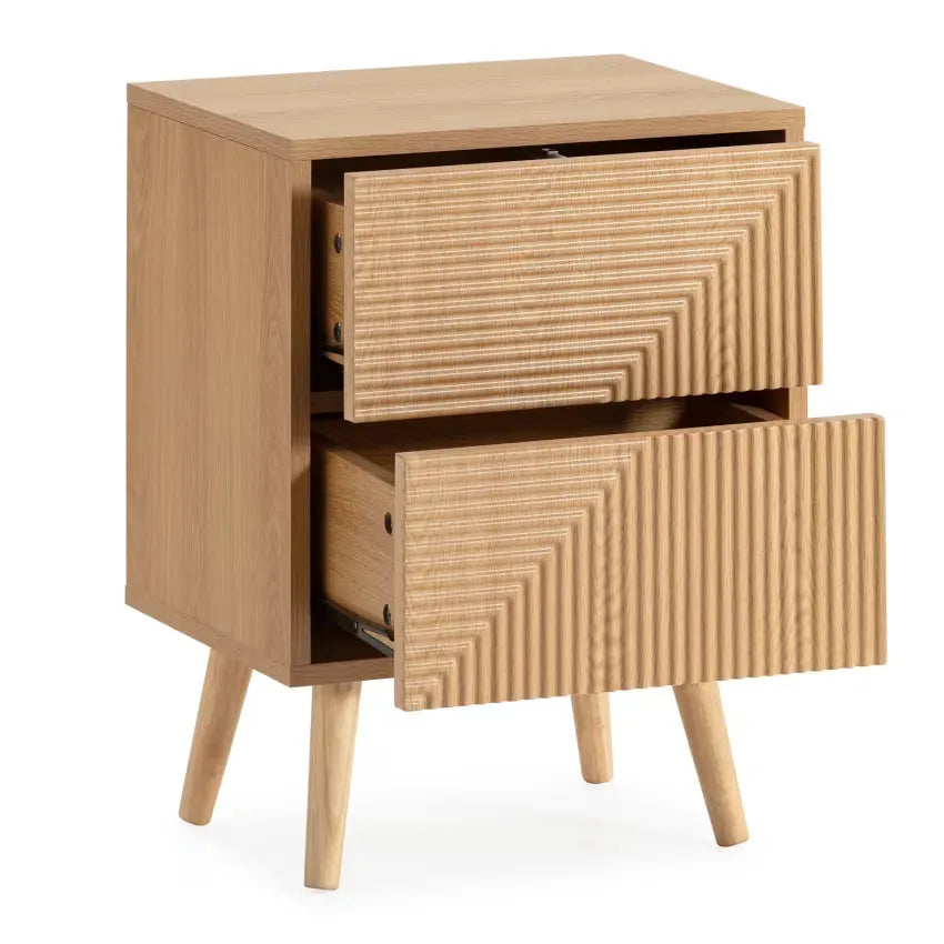 Table de chevet Japandi 2 tiroirs Effet Chêne – Telmo