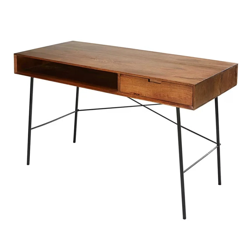 Bureau Japandi 1 tiroir Manguier & Métal Noir – Arty