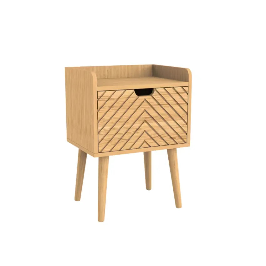 Chevet Japandi Bois Chevron Clair 1 tiroir – Alba
