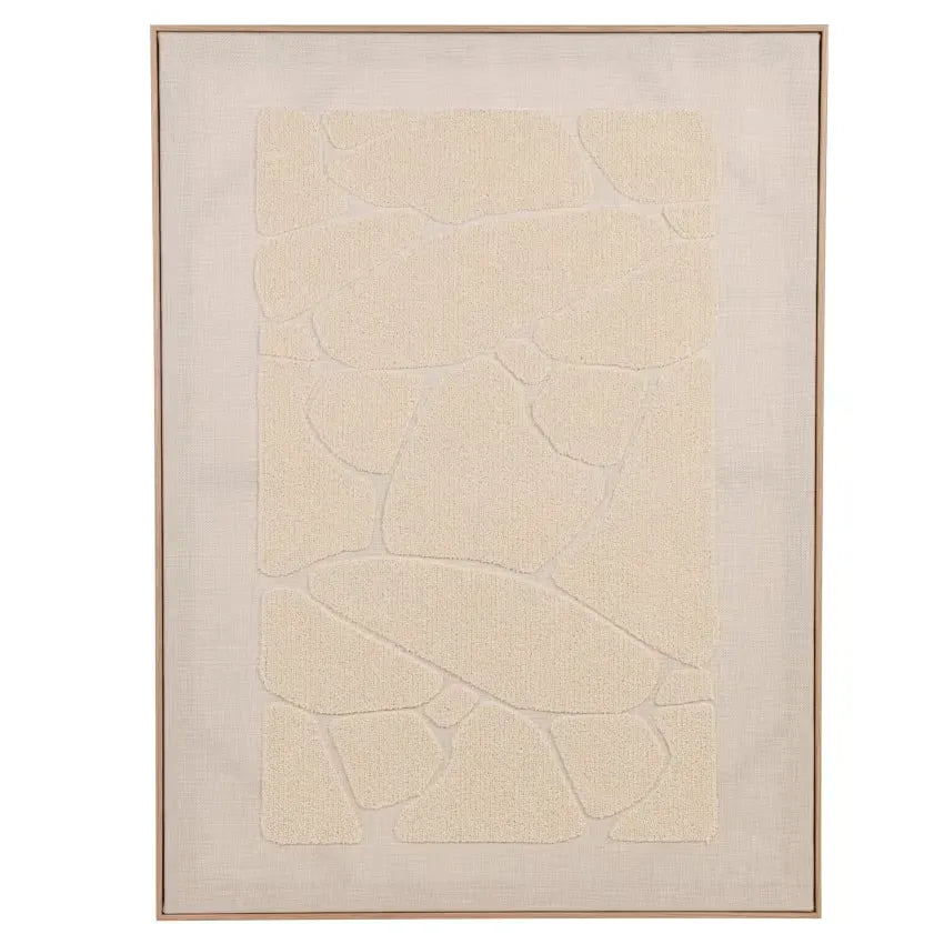 Toile Japandi Tissu Brodé Bouclette Beige 36x60 – Maher