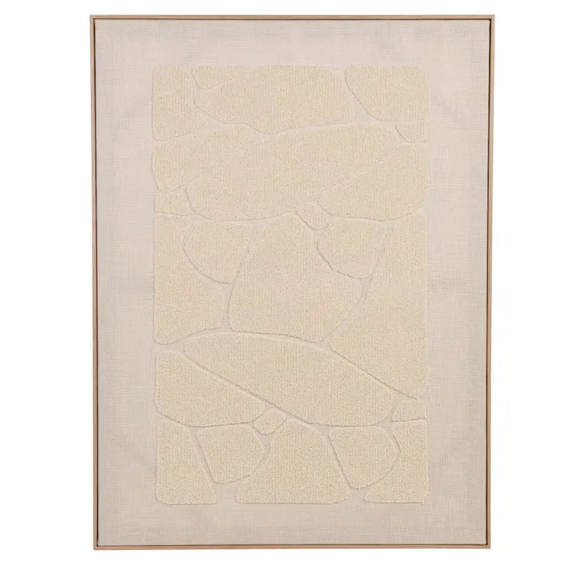 Toile Japandi Tissu Brodé Bouclette Beige 36x60 – Maher