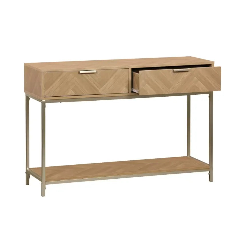 Console Japandi Chevrons Bois 2 tiroirs – Budapest