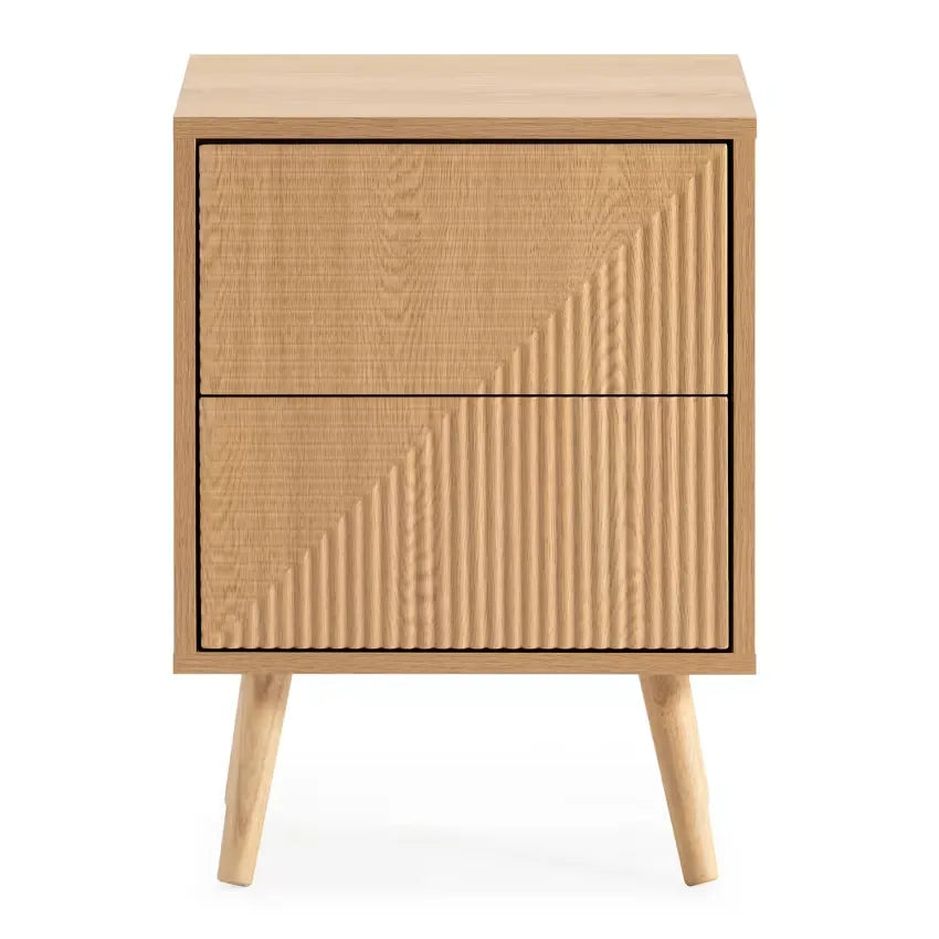 Table de chevet Japandi 2 tiroirs Effet Chêne – Telmo