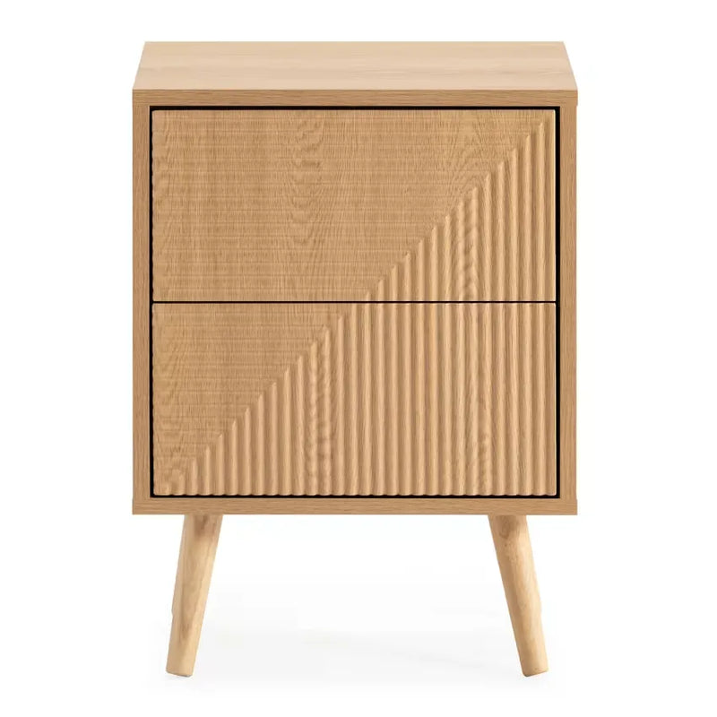Table de chevet Japandi 2 tiroirs Effet Chêne – Telmo