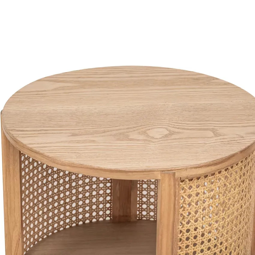 Table de chevet Japandi Bois & Rotin Naturel – Sumi