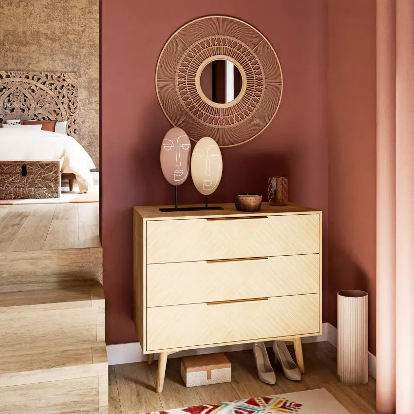 Commode Japandi 3 Tiroirs Sculptée – Axelle
