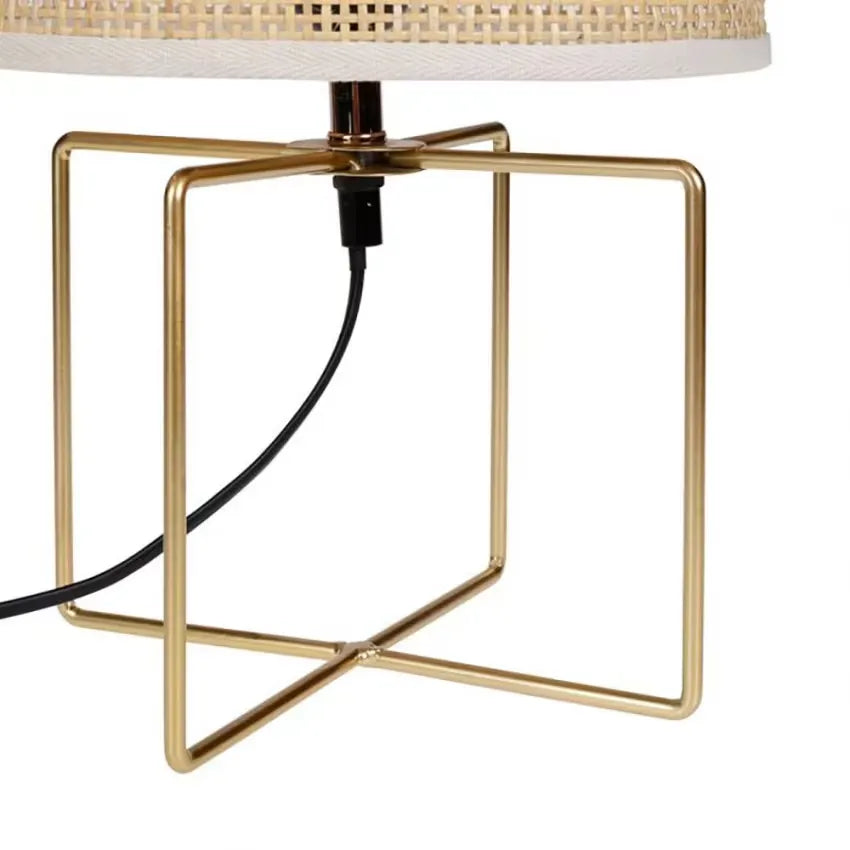 Lampe Japandi Métal & Rotin Beige – Yuca