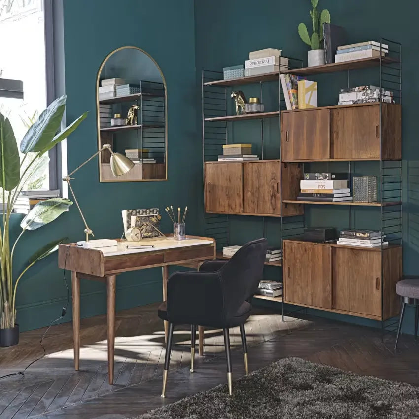 Bureau Japandi Acacia Massif & Marbre Blanc – Cappuccino