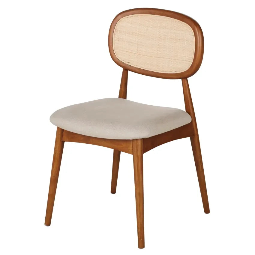 Chaise Japandi Hévéa & Lin Écru Tressage – Fifty