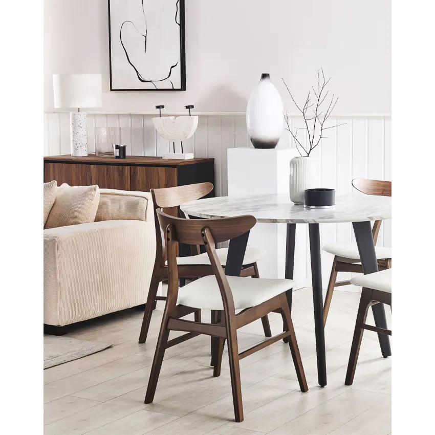 Chaises Japandi Simili Cuir Blanc – Lynn