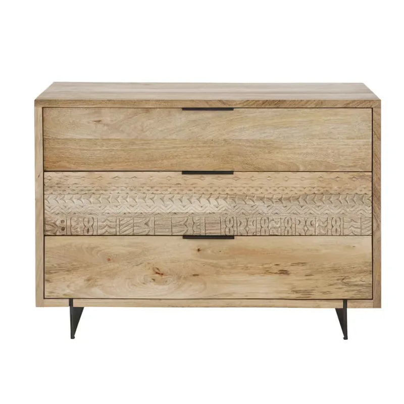 Commode Japandi 3 Tiroirs Sculptée – Twareg