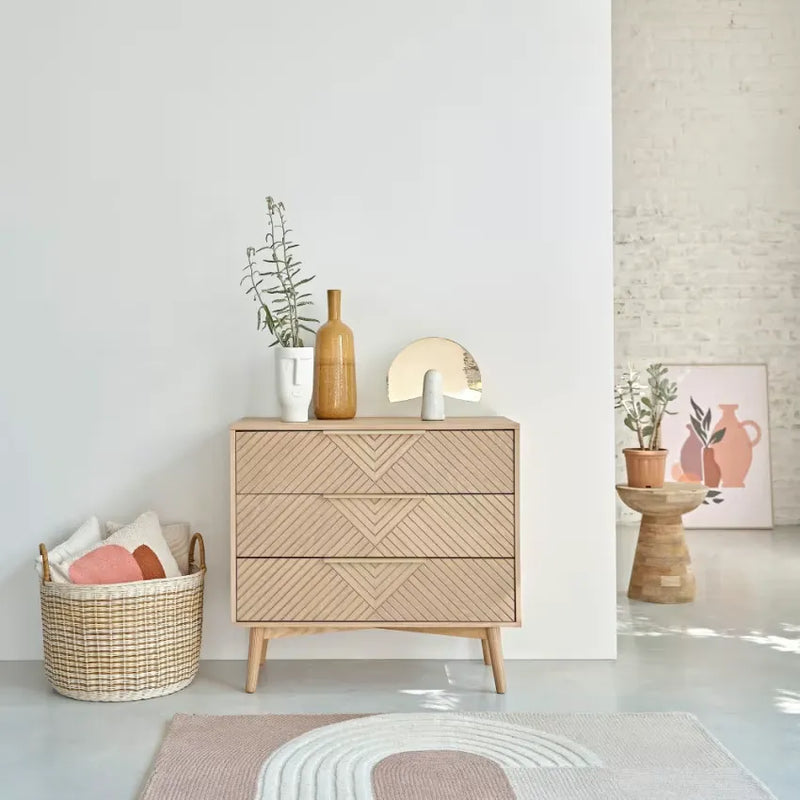 Commode Japandi 3 Tiroirs Sculptée – Axelle