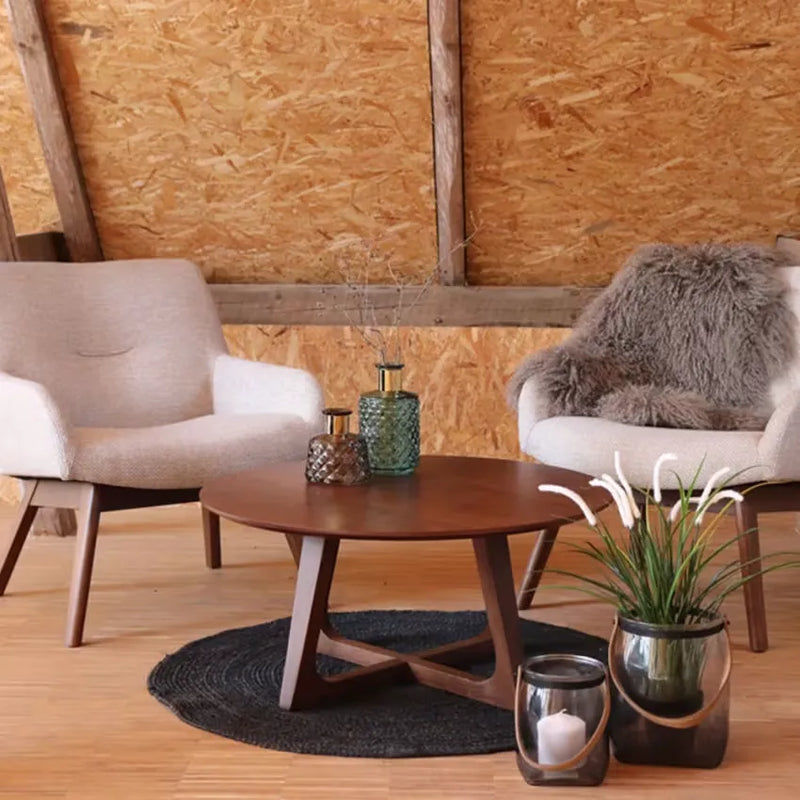 Fauteuil Japandi Tissu Écru & Bois Naturel – London