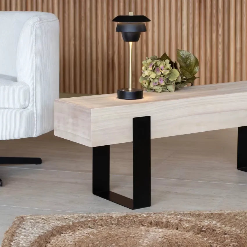 Banc Japandi Bois & Pieds Métal Noir – Ora