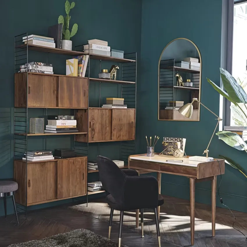 Bureau Japandi Acacia Massif & Marbre Blanc – Cappuccino