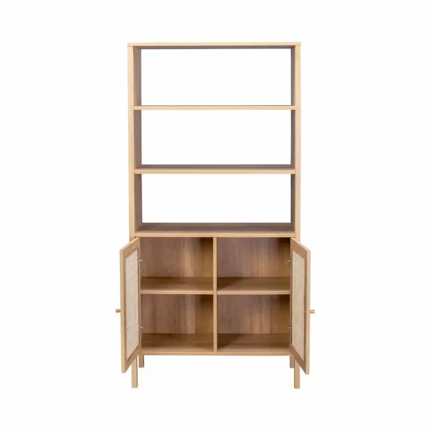 Étagère Japandi Effet Bois & Cannage 4 Niveaux – Boheme
