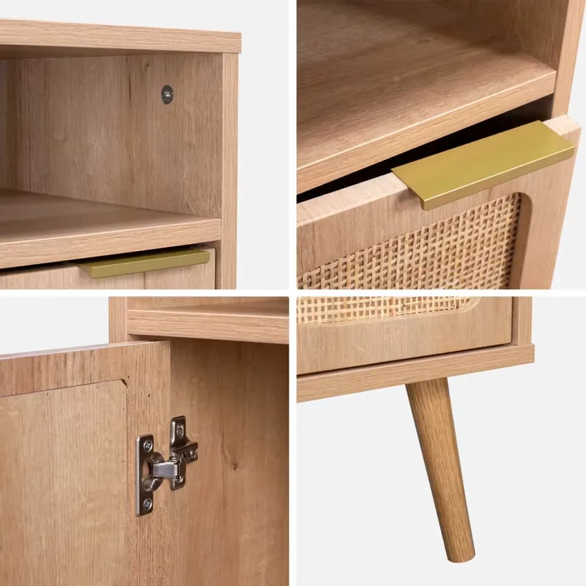 Tables de chevet Japandi Bois & Cannage Arrondi – Eva