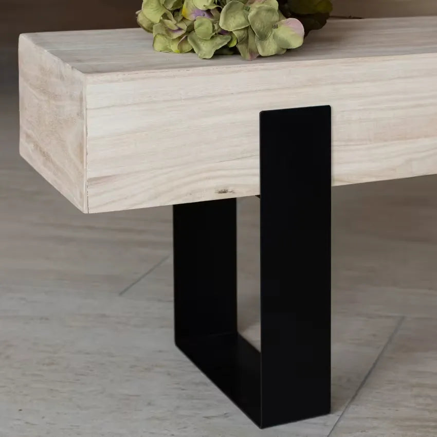 Banc Japandi Bois & Pieds Métal Noir – Ora