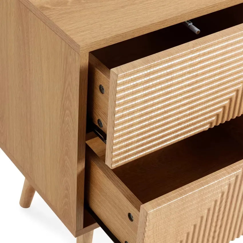 Table de chevet Japandi 2 tiroirs Effet Chêne – Telmo