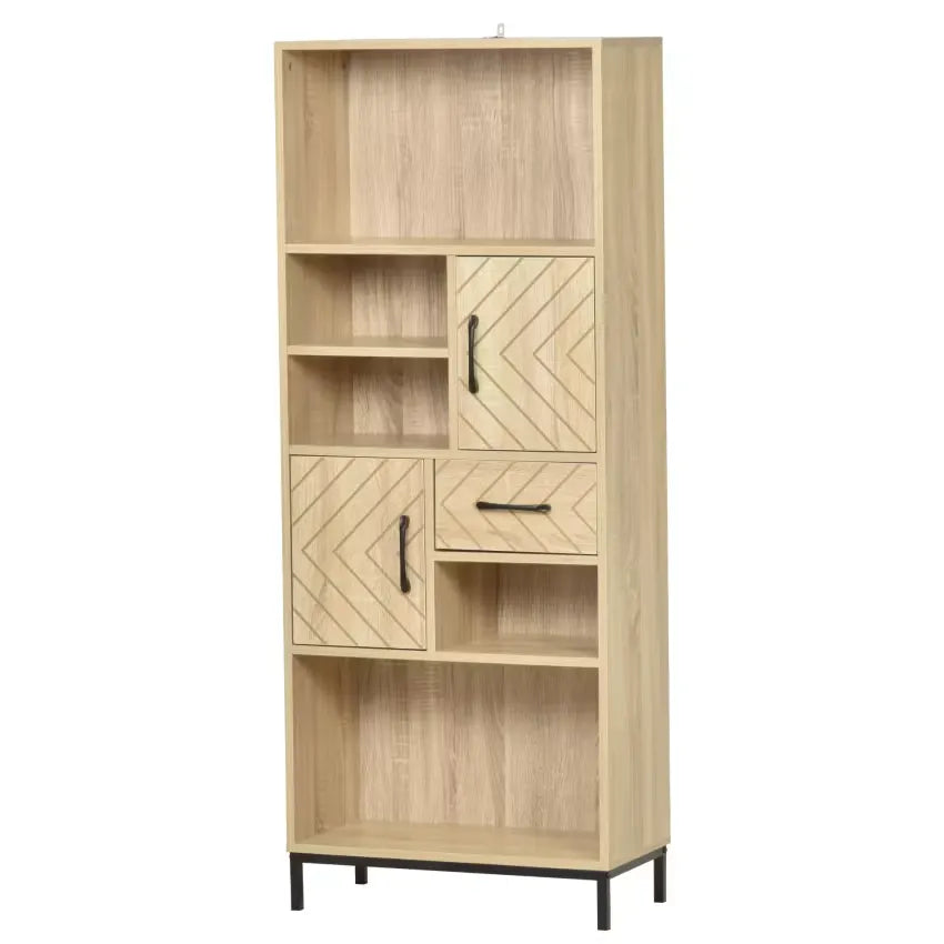 Étagère Japandi 2 Niveaux & Niches Chêne – Homcom