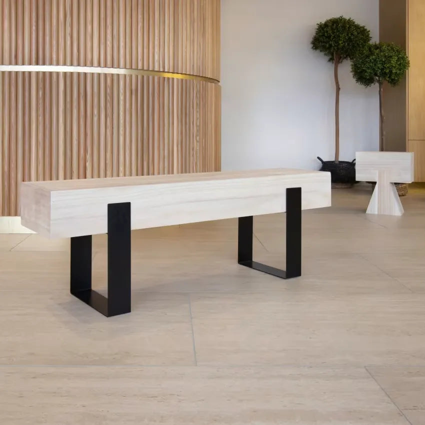 Banc Japandi Bois & Pieds Métal Noir – Ora