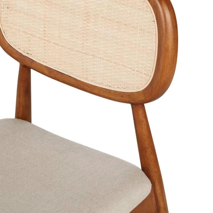 Chaise Japandi Hévéa & Lin Écru Tressage – Fifty