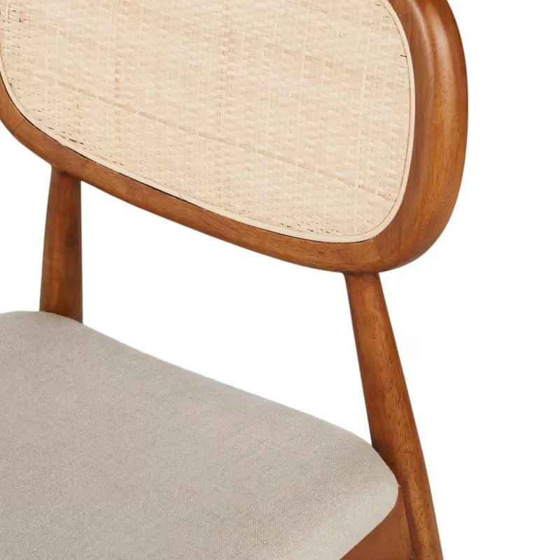 Chaise Japandi Hévéa & Lin Écru Tressage – Fifty