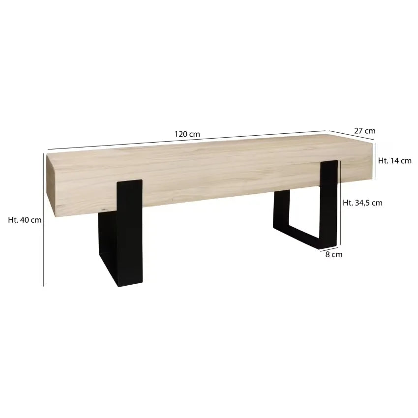 Banc Japandi Bois & Pieds Métal Noir – Ora