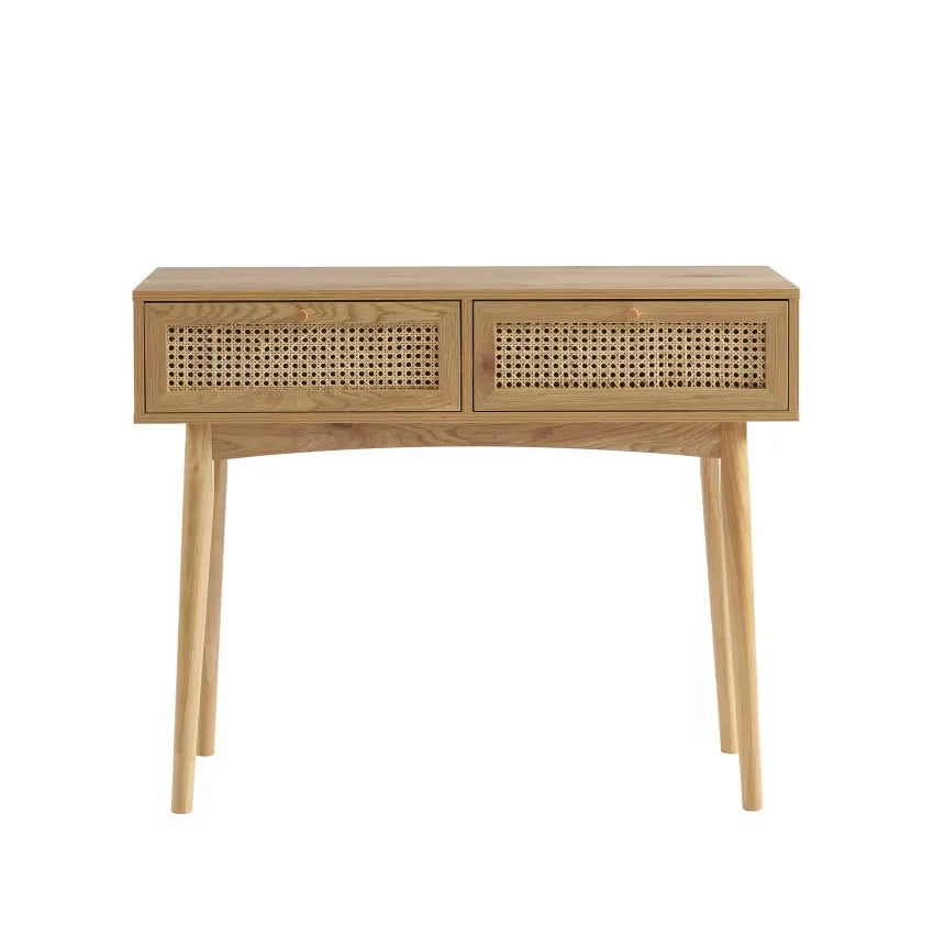 Console Japandi Chêne & Cannage Rotin 100 cm – Ines