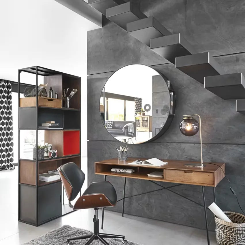 Bureau Japandi 1 tiroir Manguier & Métal Noir – Arty