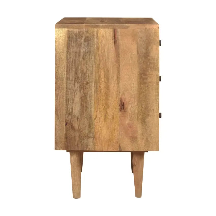 Table de chevet Japandi Bois 3 tiroirs Motif – Tali