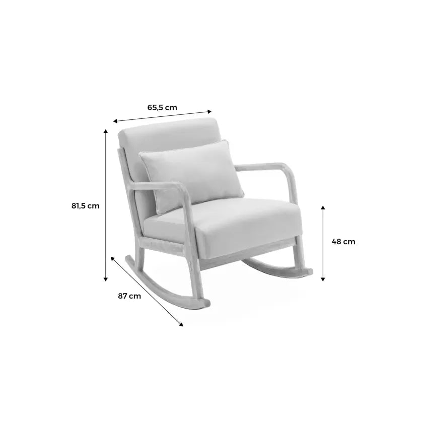 Fauteuil Japandi Rocking Chair Bouclette Blanche – Lorens