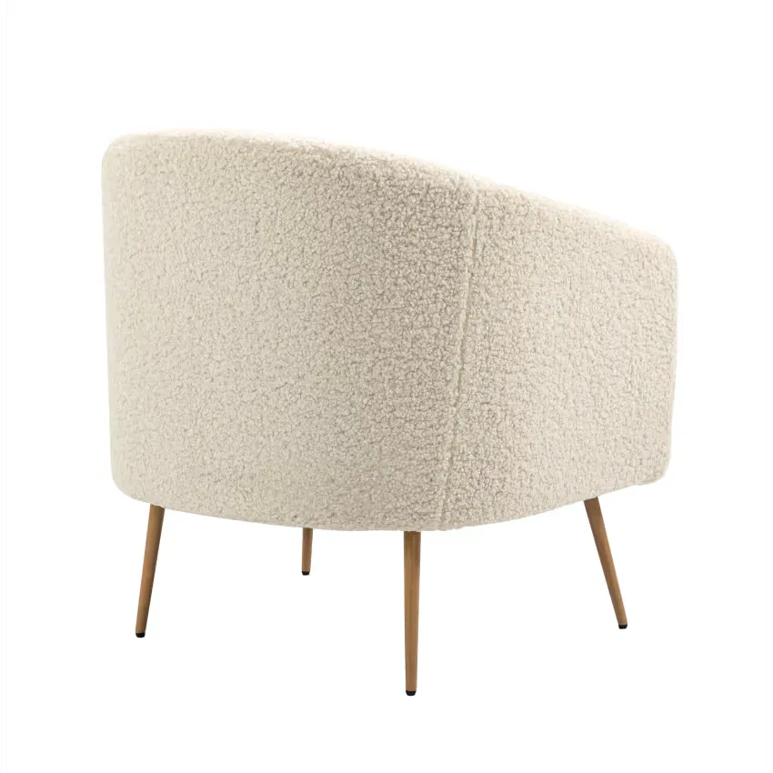 Fauteuil Japandi Métal & Bouclette Blanche – Élio