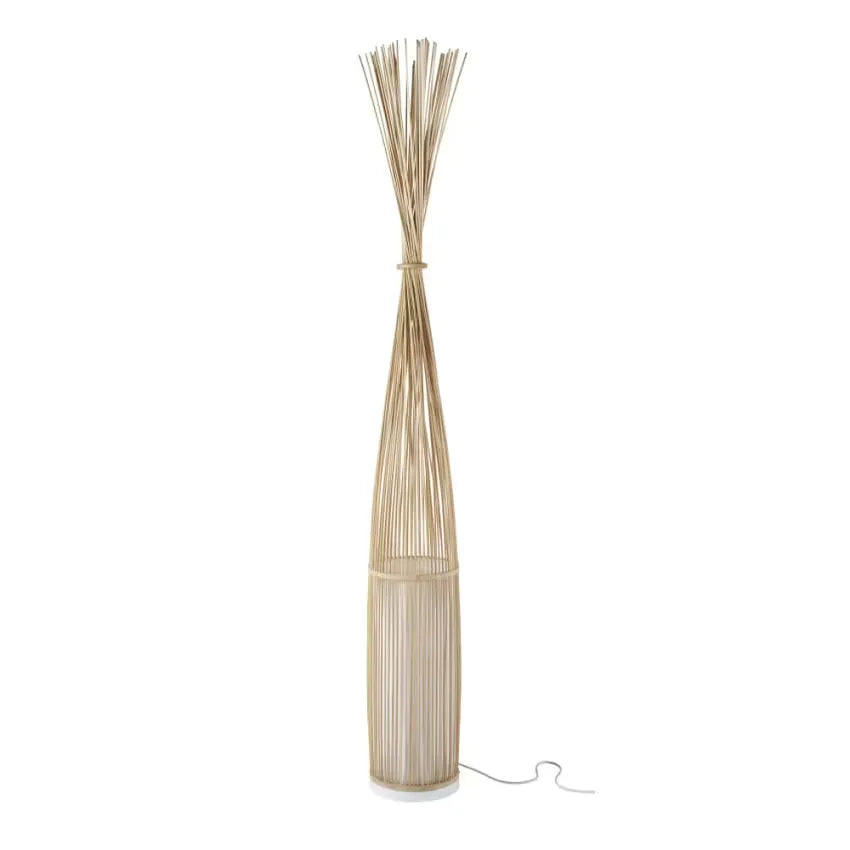 Lampadaire Japandi Bambou Tressé & Métal Beige – Kano