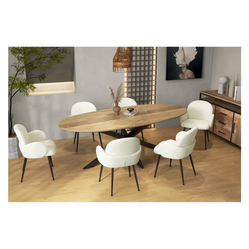 Chaises Japandi Tissu Écru – Alice