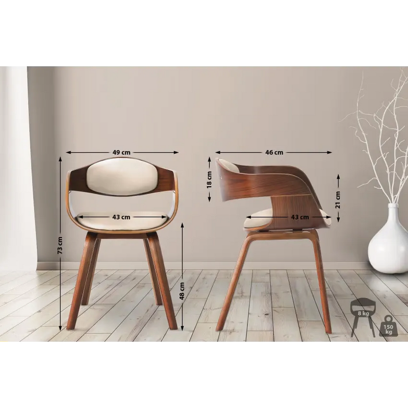Chaise Japandi PVC Noyer & Crème – Kingston