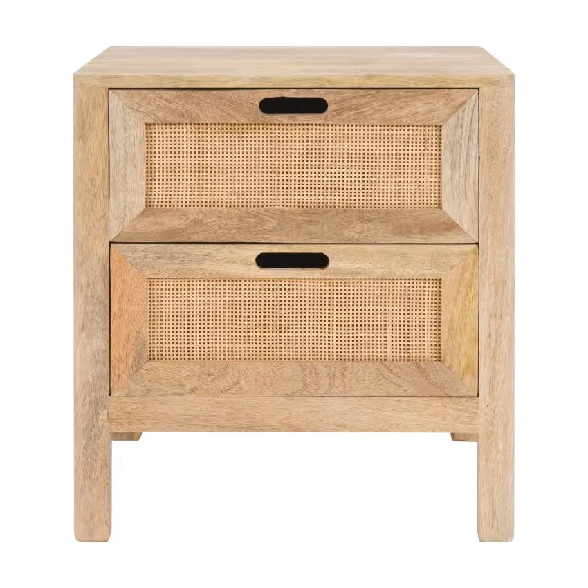Table de chevet Japandi Manguier & Cannage 2 tiroirs – Félix