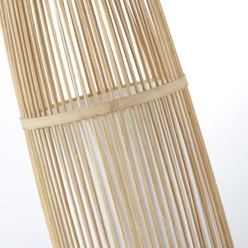 Lampadaire Japandi Bambou Tressé & Métal Beige – Kano