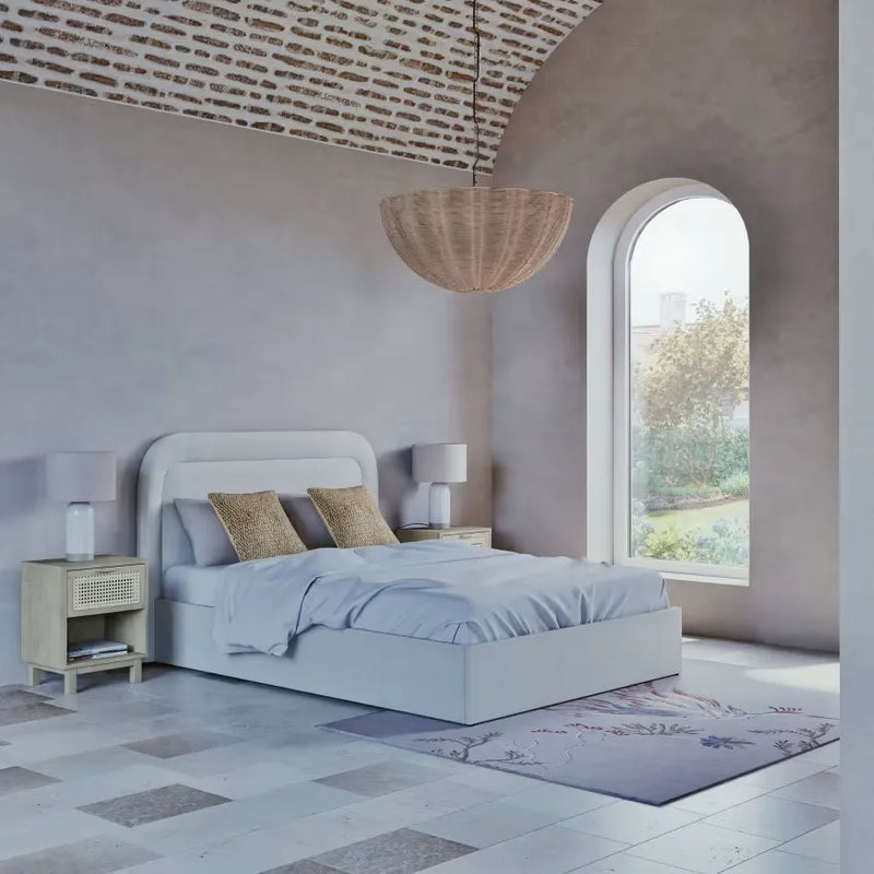 Lampe Japandi Céramique Bicolore & Abat-jour Beige – Lou