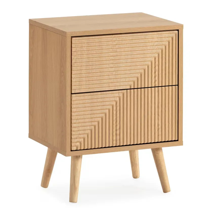 Table de chevet Japandi 2 tiroirs Effet Chêne – Telmo