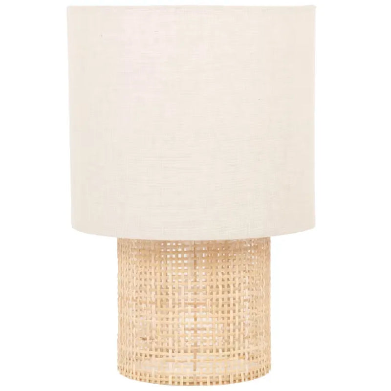Lampe Japandi Rotin Tressé & Polyester Recyclé Beige – Karven