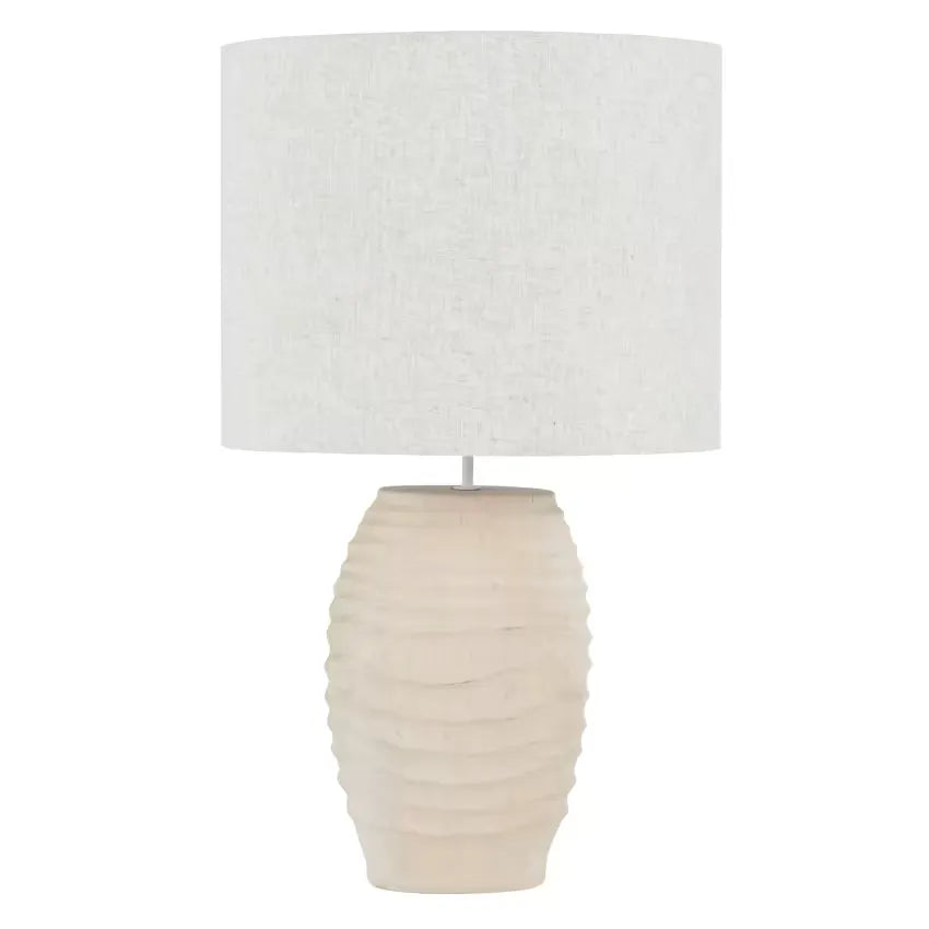 Lampe Japandi Bouleau Motif Vague & Lin Crème – Sorelle