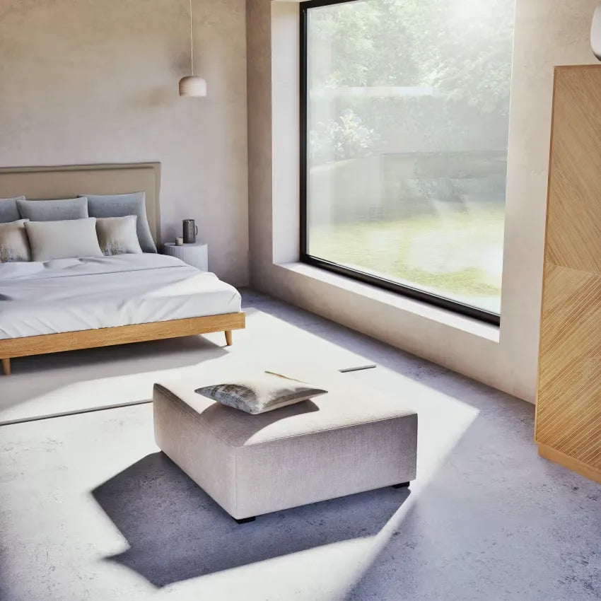 Pouf Japandi Tissu Côtelé Beige – Apache