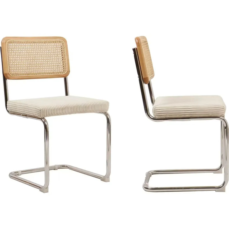 Chaises Japandi Cannage & Velours Beige – Muse