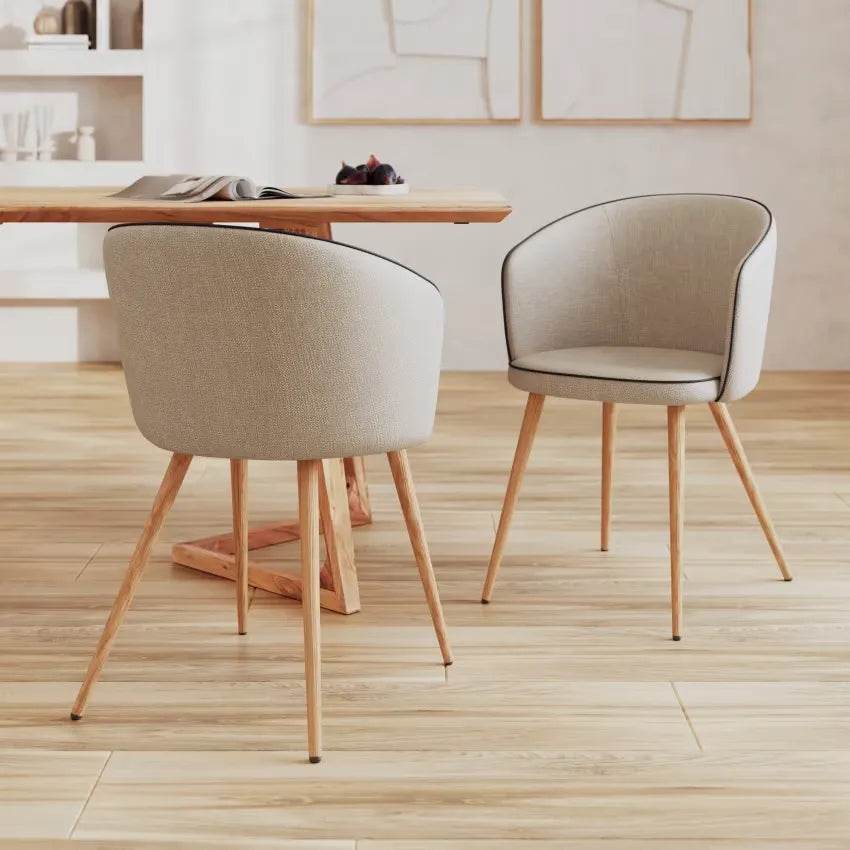 Chaises Japandi Tissu Beige – Chiara