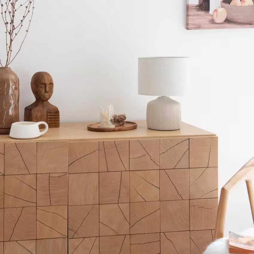 Lampe Japandi Céramique Écru & Polyester Recyclé – Busset